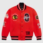 OVO Chicago Blackhawks Red Varsity Jacket