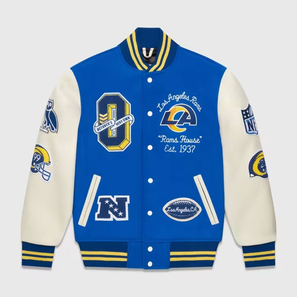 OVO Los Angeles Rams Varsity Jacket Blue OVO Los Angeles Rams Varsity Jacket Blue