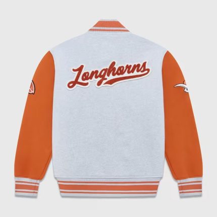 OVO Texas Longhorns Varsity Jacket White Orange