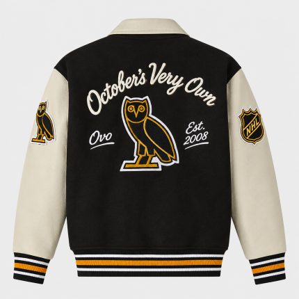 OVO x NHL Black Full-Snap Varsity Jacket