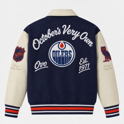 OVO x NHL Navy Full-Snap Varsity Jacket