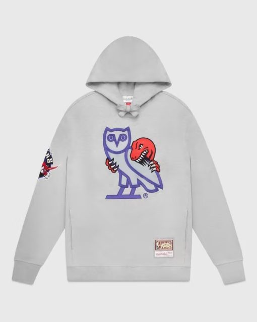 Ovo X Mitchell and Ness 95 Raptors Og Owl Hoodie Grey Ovo X Mitchell and Ness 95 Raptors Og Owl Hoodie Grey