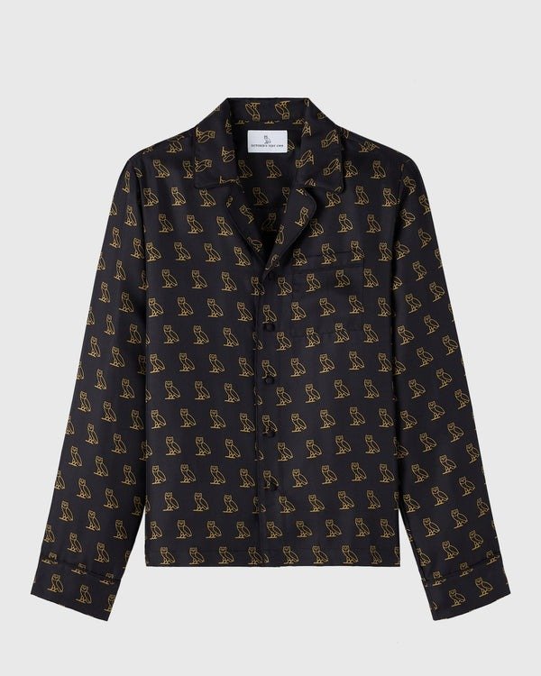 SILK PAJAMA SHIRT-BLACK SILK PAJAMA SHIRT-BLACK