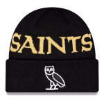 Men's New Era Black New Orleans Saints OVO x NFL Cuffed Knit Hat