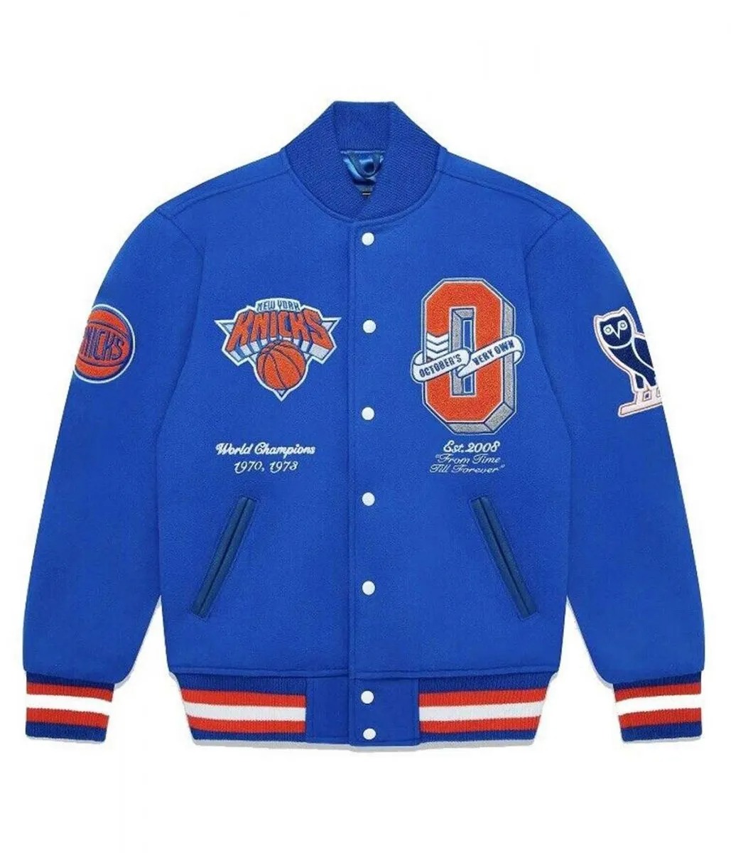 OVO NY Knicks Varsity Blue Wool Jacket OVO NY Knicks Varsity Blue Wool Jacket