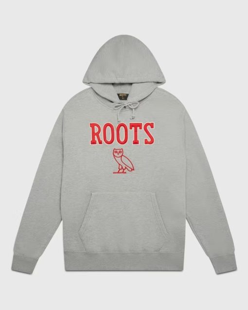 Ovo X Roots Athletics Owl-Hoodie Heather Grey Ovo X Roots Athletics Owl-Hoodie Heather Grey